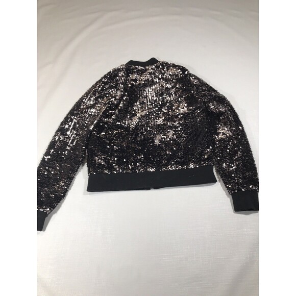 Aeropostale Sequins Jacket Zip Black Collar/Cuffs Size Medium - Picture 6 of 8